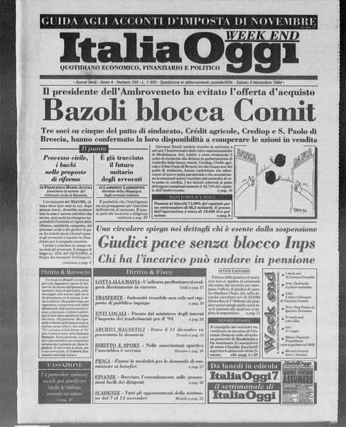 Italia oggi : quotidiano di economia finanza e politica